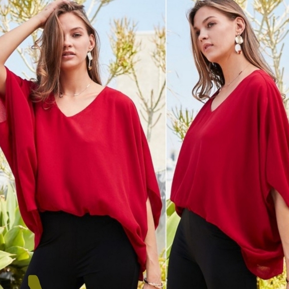 Tops - Burgundy Elastic waist blouse